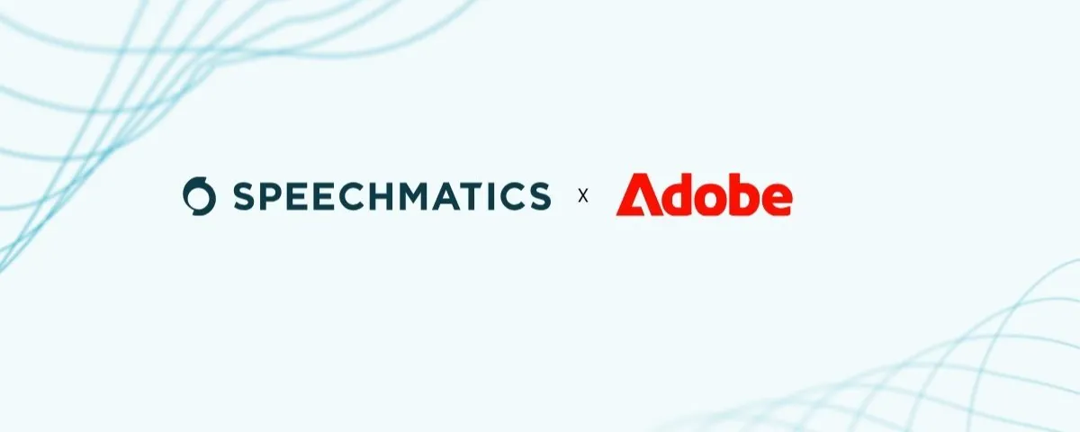 Speechmatics and Adobe partnership logo lockup